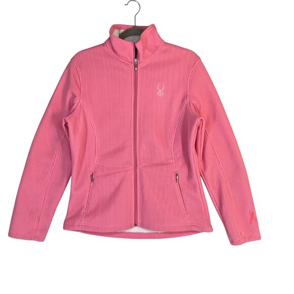Spyder Core Sweater Fleece Lined Jacket Women's L Pink Full Zip Warm Winter - Picture 1 of 12